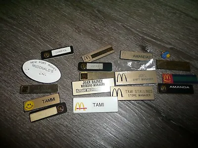 Vintage McDonald's Name Tag Button Magnet Employee Pin Badge HUGE LOT 16 Pieces • $34.88