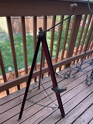 Car Bumper Jack Tripod Working Vtg 45 Degree Stand Up Twist Bolt Three Legged • $65