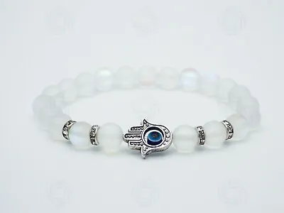 Frosted Aurora Borealis Hamsa Bracelet Hand Of Fatima Turkish Evil Eye Gift UK • £5.99