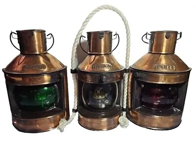 Lot 3 Vintage Nautical Lantern Oil Lamps Starboard Port Masthead Green Clear Red • $75