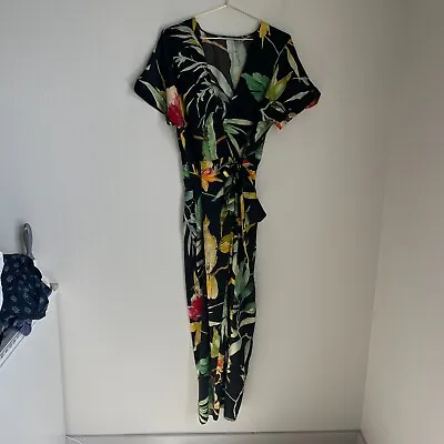 Zara Women's Floral Printed Jumpsuit In Black Multi Size MEDIUM • $24.99