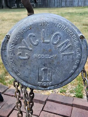 Vintage Chisholm Moore CM Manual Cyclone One Ton Chain Hoist Model M • $175