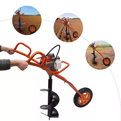 Post Hole Digger Gas Powered Earth Auger Borer Ground Drill Wheelbarrow 63CC 3HP • $231