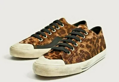 $17 • Buy Leopard Calf Hair Sneakers EU Size 39 Fit Men 6 Women 8 Distressed Low Top Shoe