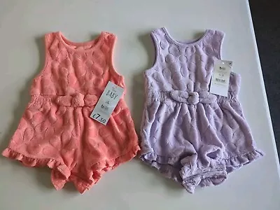 Baby Girl Summer Rompers X2 New With  Tags 0-3 Months From George Asda • £4