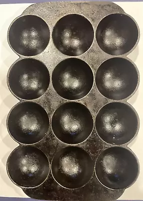 Vintage Wagner F #1328 Cast Iron Gem Pan 12 Hemispherical Cups Baking Pan • $150