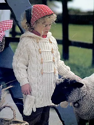 £1.99 • Buy Knitting Pattern - Girls Aran Duffle Coat And Mitts (4 Sizes 22  -28 ) P0494