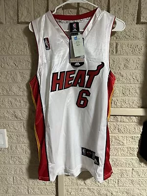 Vintage NBA Miami Heat Lebron James #6 Addias Jersey Size 48 White • $50