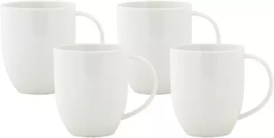 Maxwell & Williams White Basics Diamonds Coupe Mug 370ML Set Of 4 Gift Boxed • $37.51