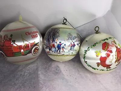 Satin Wrapped Christmas Ornaments Vintage Norman Rockwell Collector Style 1987 • $12