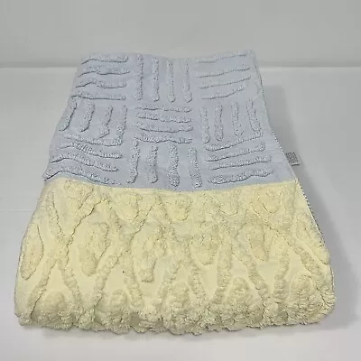 Lullaby Club Patchwork Baby Blanket Chenille Blue Yellow Gingham Flannel • $14.76