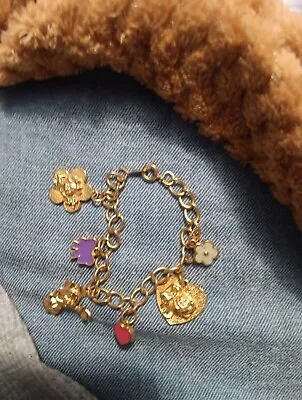 Disney Minnie Mouse Charm Bracelet Enamel Charms Gold Tone Best Friends  • $15