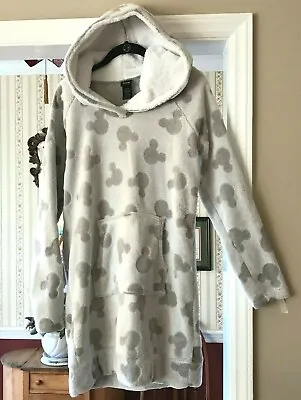 NEW Disney Mickey Mouse Hoodie Cover-up Robe Lounge Soft Fleece Gray Size Small • $23.99