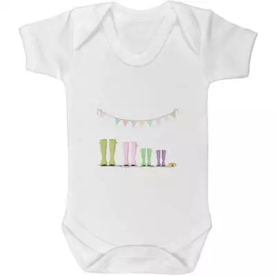 £7.99 • Buy 'Spotty Wellies' Baby Grows / Bodysuits (GR038439)