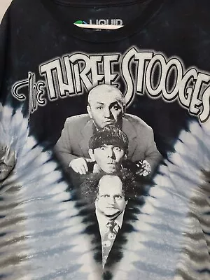 The Three 3 Stooges Liquid Blue Tie Dye Larry Moe Curly XXL 2XL Shirt • $29.95