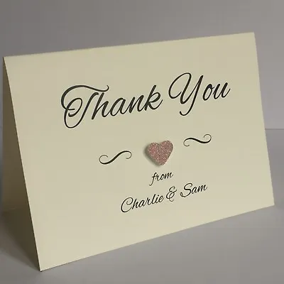 £5 • Buy Glitter Heart Personalised Handmade Wedding Thank You Cards & Envelopes. Kate