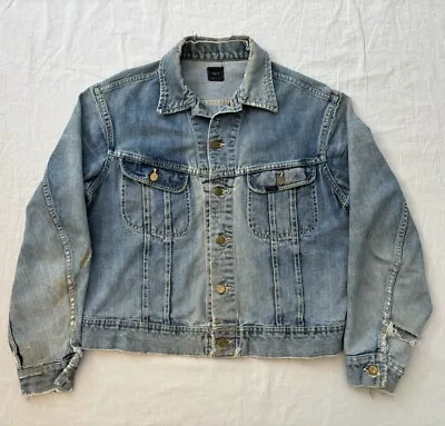 Vtg 60s 70s Lee Riders 101-J Western Denim Jacket Faded USA Made 44 Distressed • $89