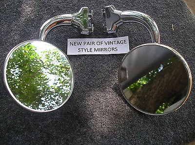 New Pair 4 Inch Round Vintage Style Glass Peep Side View Mirrors ! • $36.99