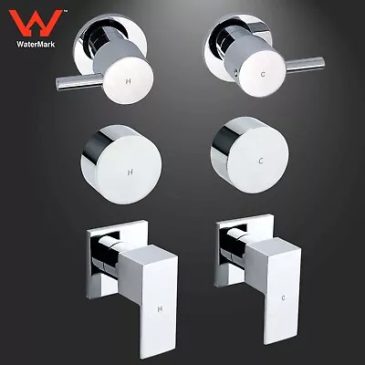 Chrome 1/4 Turn Wall Shower Mixer Hot Cold Twin Top Assemblies Taps Set Bathroom • $78.20