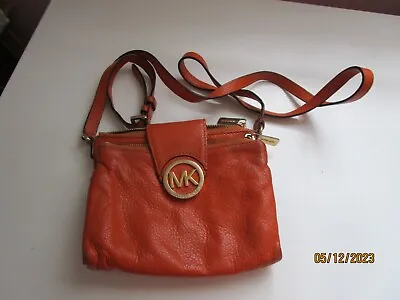 Michael Kors Brunt Orange 5 Section Zipper Purse Handbag  8 In Wide 6 High • $12.71