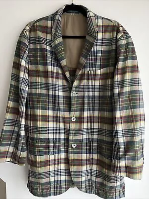 Polo Ralph Lauren Plaid Blazer Men's 42R Cotton Jacket Madras Vintage Sport Coat • $61.60