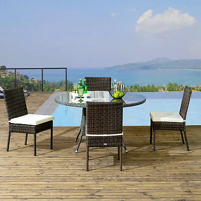 Outsunny Outdoor Dining Chairs W/ Cushion Patio Wicker Dining Chair • $229.99