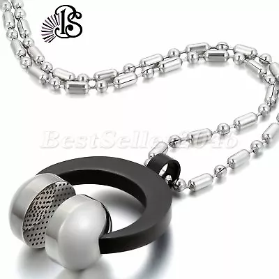 Men Women Stainless Steel DJ Headset Music Earphone Headphone Pendant Necklace • $8.99