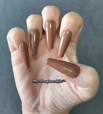 £1.99 • Buy 24x Chocolate Brown Press On Gel False Nails Coffin Stiletto Square Oval