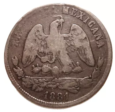 1881 Zs S Mexico SECOND REPUBLIC 50 Centavos 902.7 Silver Zacatecas KM# 407.8 • $19.95