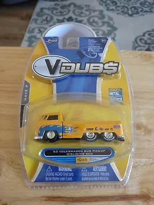 2008 Jada Toys V-Dubs Yellow 63 Volkswagen Bus Pickup With Sliding Bed With Real • $8