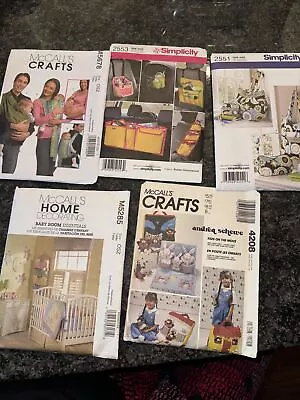 Lot Of 5. Sewing Patterns  BABY  Totes diaper Bag Carrier  McCalls Simplicity • $8.99