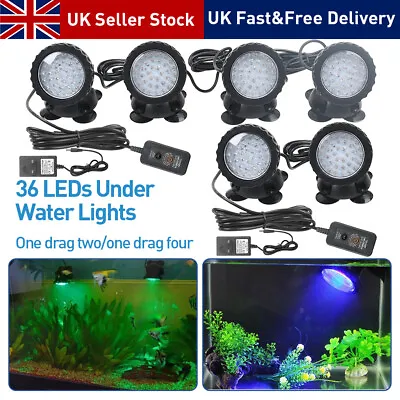 36 LED Underwater Spot Light 4 Lights RGB Aquarium Garden Fountain Pond Lamp UK • £15.79