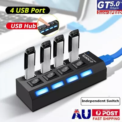 $13.50 • Buy USB 4Port 3.0 Hub High Speed Extension Charger Switch For PS4/Slim/Pro/Windows