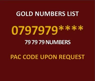 Gold Mobile Number Vip Business Easy Memorable Diamond Phone Sim Card 0797979 • £49.99