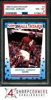 1989 Fleer Sticker #3 Michael Jordan Bulls Hof Psa 8 • $0.99