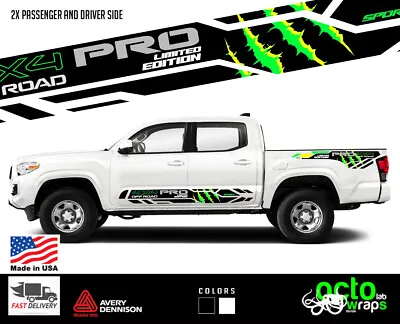 Fit Toyota TRD PRO Tacoma Monster Energy Rocker Side Decal Sticker Sport Wheels • $75