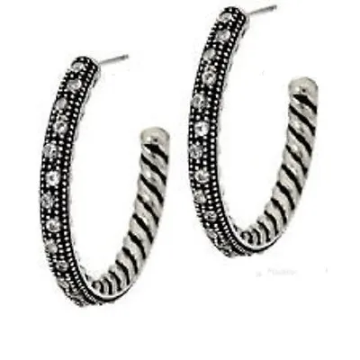 Steel By Design Rope Design Stainless Steel Crystal Hoop Pierced Earrings. 1  • $17