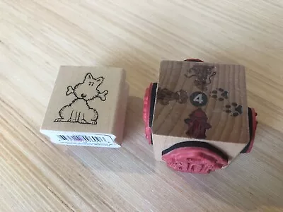 Wood Mounted Rubber Stamps- Puppy Dog Hydrant Paw Prints Pets • $9.99