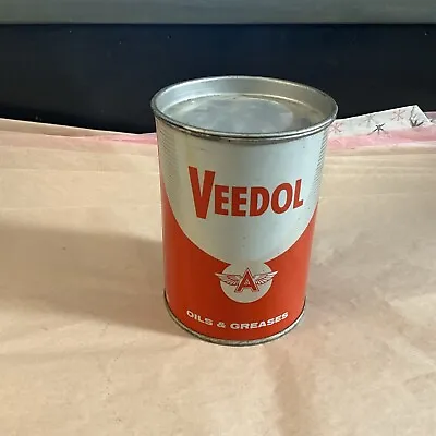 Vintage Veedol Tidewater Oil Company 1lb Medium Grease Tin Oil Can NY LA • $75