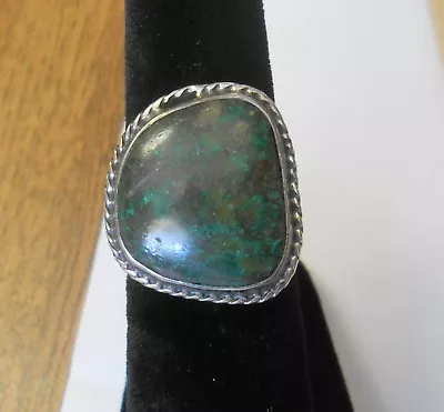 Vintage Southwestern MLV Mexico Sterling 925 Turquoise Ring Size 7 Odd Shape  • $40