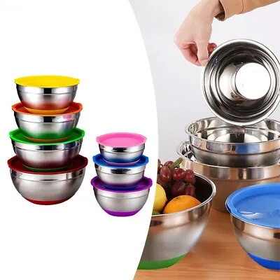 Premium Stainless Steel Salad Bowl With Lid Add Style To Your Dining Table • £9.84