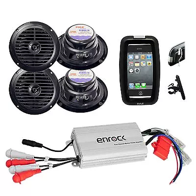 Bike Bicycle Boat Outdoor Safe 6.5  Black Speakers 800W Amplifier W/iPod Input • $131.99