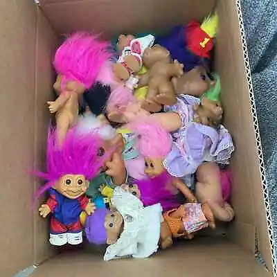 VTG And Modern Troll Doll Toy Lot Multi Color Figures Ace Russ Pink Yellow • $150