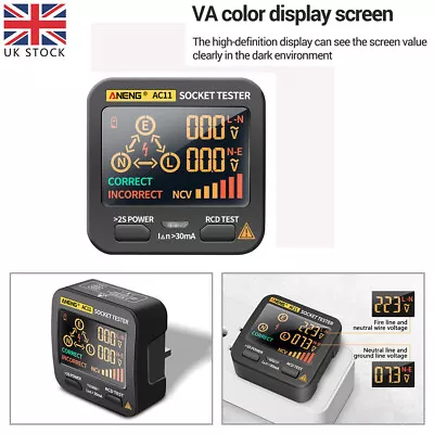 Digital Display Plug In UK Plug Electric Mains Fault Checker Socket Tester UK • £14.41