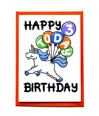 Childs 3rd Birthday Card Magical Unicorn For 3 Year Old Toddler 3 Today Birthday • £3.50