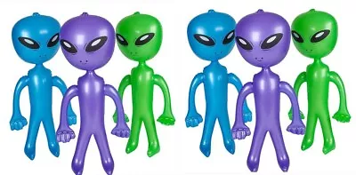 6 ASST 24 In INFLATABLE ALIEN Ufo Inflate Blowup Aliens Monster Toys Wholesale • $11.78