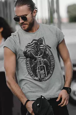 £13.95 • Buy American Choppers Custom Biker T Shirt Motorcycle Skull Classic American Flag