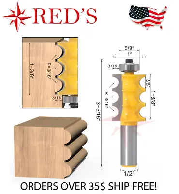 REDS Y80893-8 - Triple Bead 3/16  Rad Column Trim Molding Router Bit 1/2  Shank  • $8.49