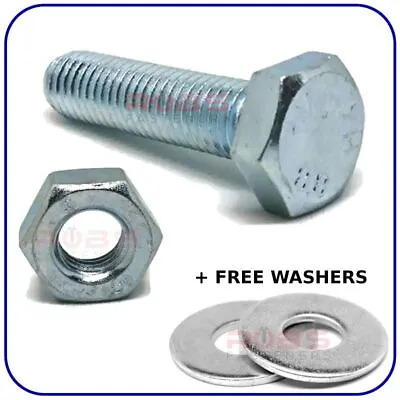 £2.59 • Buy Bolts And Nuts M6 M8 M10 Fully Threaded Screws Zinc Plated Free Washers