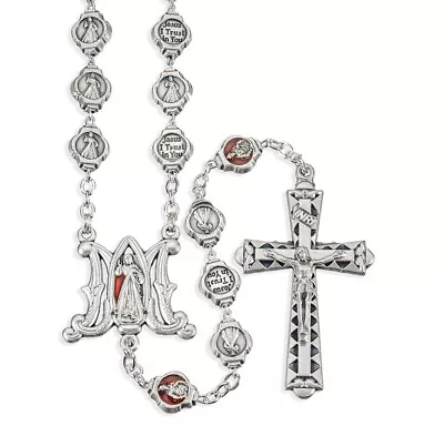 Divine Mercy 8mm Bead Rosary Made In Italy Enamel Accents Velvet Box 22  • $39.99